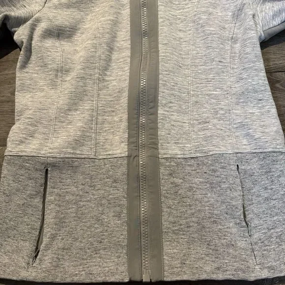 Athleta Victory Hoodie Jacket Full Zip Wmns M Gray Fitted Sweatshirt Thumbholes - Picture 9 of 11